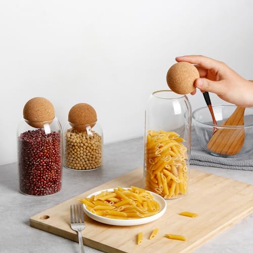 Glass Jar Set with Cork Lid 500ML 800ML 1200ML for Food Storage ﻿ - view 4