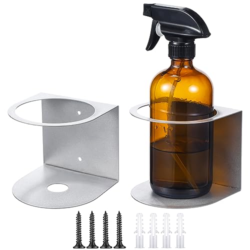 2 Pcs Spray Bottle Holder Wall Mount Stainless Steel Holder, Gray