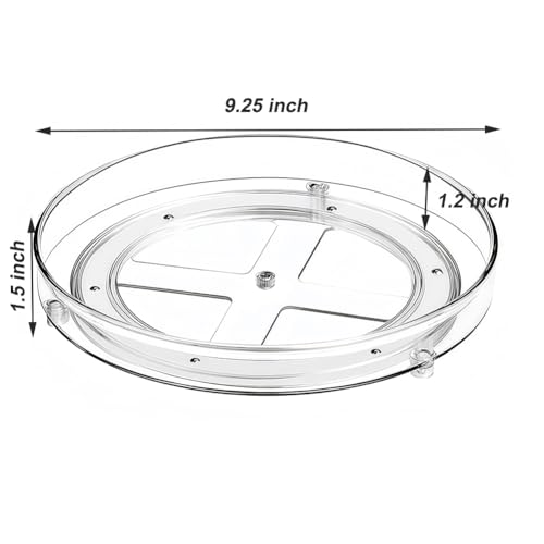 9.25 Inch Lazy Susan Turntable, Clear Plastic Spinning Organizer for Cabinet, Fridge, 360° Rotation, Easy to Clean, Kitchen, Bathroom, Vanity Countertop Storage Solution (Clear, 9.25inch 1 Tier) - view 2