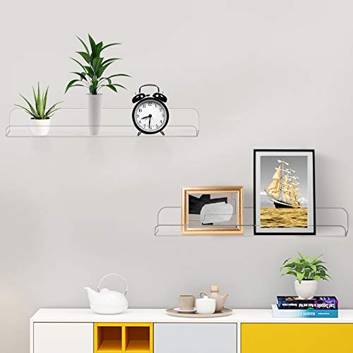 Clear Acrylic Shelves 15" Invisible Floating Wall Mount Display Bookshelf - view 6
