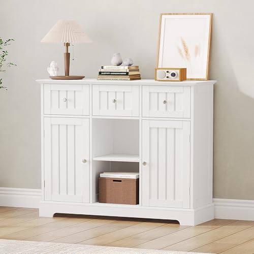 35.4" Coffee Bar Cabinet with 3 Drawers and 2 Doors, White - view 6