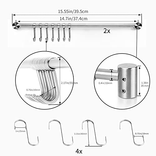 Kitchen Utensil Rack 2PCS, 15.6” Pot & Pan Hanging Rack Wall Mount - view 6