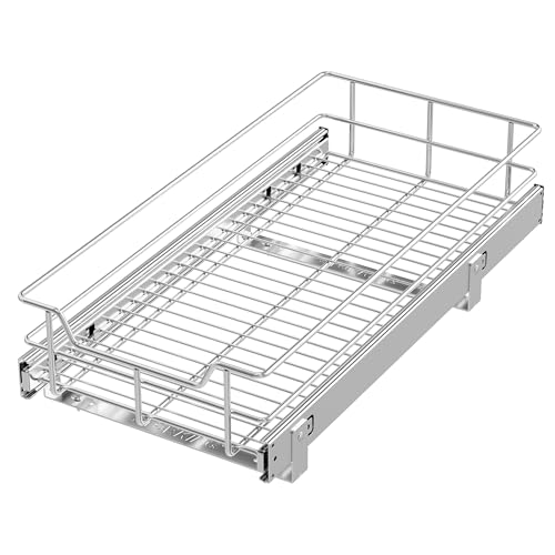 Pull Out Cabinet Organizer 9" W X 17" D, Chromed, Full Slide Out Drawers - view 3