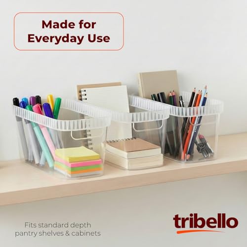 Narrow Storage Bins – Slim, Clear Plastic Storage Basket, Clear Organizer for Tight Spaces (2 Pack, 15” x 6” x 6”) - view 5
