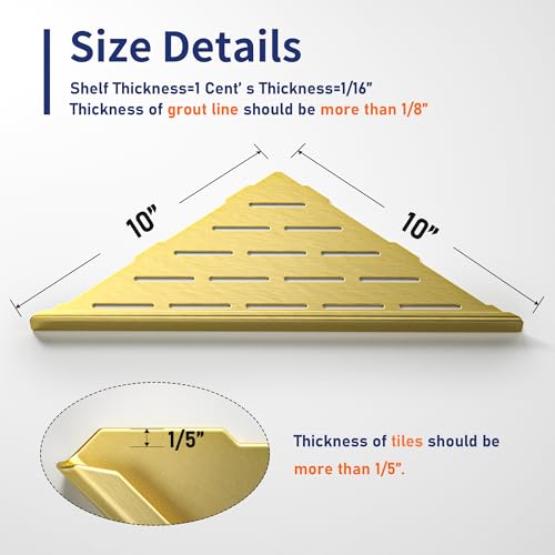 Corner Shower Shelf 10", Gold - view 5