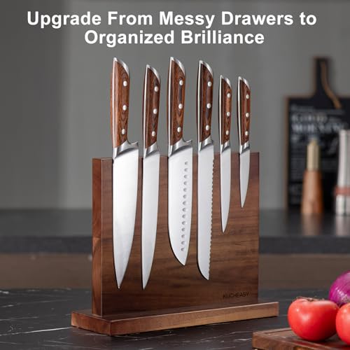 Magnetic Knife Holder - Double Sided Magnetic Knife Block Without Knives - Wooden Universal Knife Stand Strong Enhanced Magnets -Knife Display Rack for Kitchen Counter Multifunctional Storage - view 6