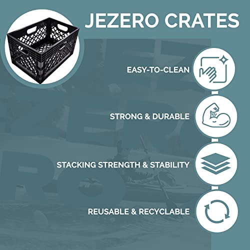 24 Quart 2-Pack Heavy Duty Plastic Crate | Stackable Multi-Purpose Storage Bin for Garage, Home, Office, Groceries, Outdoor, Camping & Kayaking | Black Utility Tote, 19" x 13" x 11" - view 4