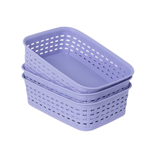 Plastic Storage Baskets for Cabinets, Household Pantry Organization with Handle,Organizer Bins for Room,Bathrooms,Under-Sink,Kitchen (White, XS-3PACK) - view 8