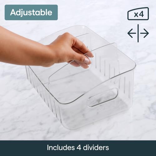 FreezeUp Freezer Bin 12", BPA-Free Fridge Organizer with Adjustable Dividers and Handle for Frozen Food and Leftovers - view 4