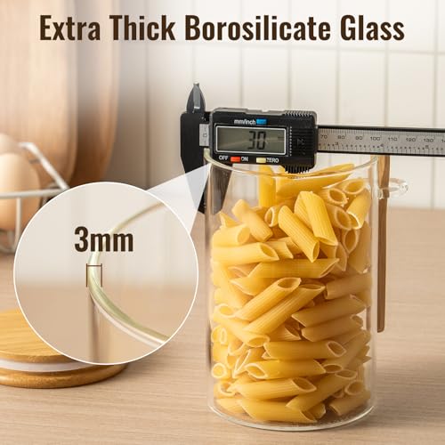 6 Pack 32oz Glass Jars with Bamboo Lids,Glass Storage Containers with Lids,Clear Airtight Food Storage Jar for Coffee,Tea,Sugar,Flour,includes 168 Pantry Labels & Spoons,3mm Thick Canisters - view 4