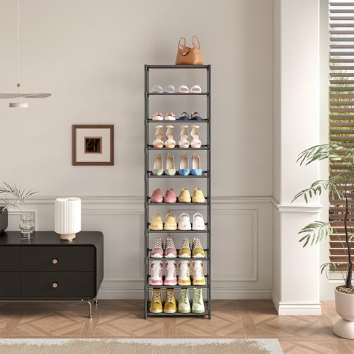 10 Tier Tall Shoe Rack, Non-Woven Fabrics Narrow Shoe Shelf - view 6