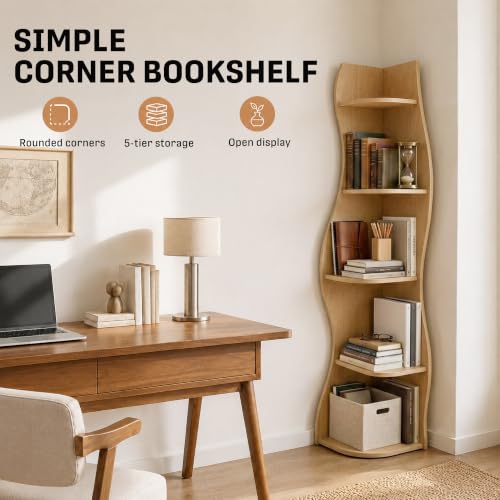 5-Tier S-Shaped Corner Shelf, Freestanding Curved Display Rack - view 4