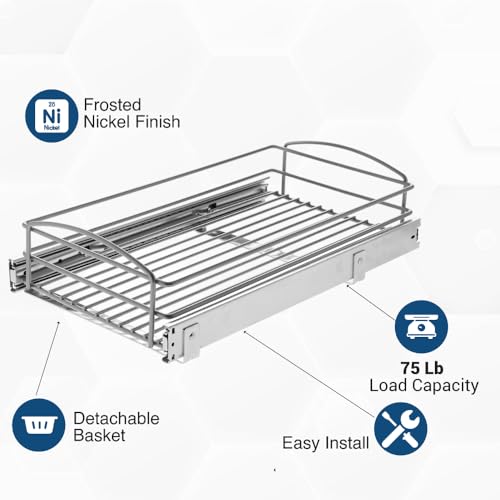 RS-MUB-11-FN 5 in. H x 12 in. W x 20 in. D Multi-Use Pull-Out Basket Cabinet Organizer in Silver - view 6