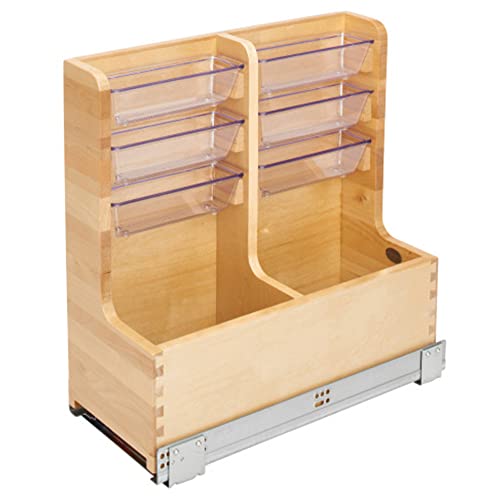 30" Wood Vanity Sink Pullout Organizer Cabinet Storage with Soft-Close for Kitchen or Bathroom, Min Opening Width of 12", Maple Wood, 441-15VSBSC-1