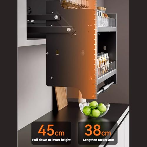 Pull Down Kitchen Cabinet Shelf System, Adjustable 600mm Storage Solution for Kitchen & Cafe, Space-Saving Cabinet Organizer, Easy Access Shelving for Upper Cabinets - view 4