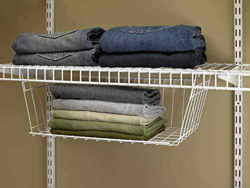 Wire Hanging Shelf Basket for Storage, Organization in Closet or Pantry, No Assembly or Installation, Durable, White - view 6