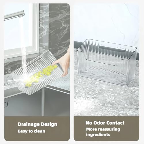 Acrylic Wall Mount Organizer, 4 Pack Clear Modular Storage System for Bathroom, Fridge, Pantry and Vanity — Transparent Half-Frosted Aesthetic Baskets for Visible Home Organization - view 3