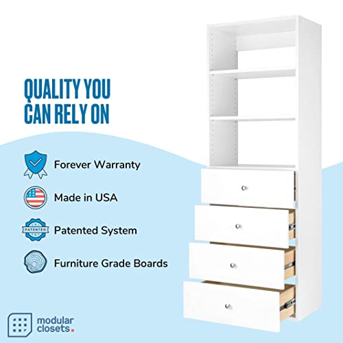 Closet Shelves Tower - Modular Closet System With Drawers (4) - Corner Closet System - Closet Organizers And Storage Shelves (White, 31.5 inches Wide) Closet Shelving - view 2