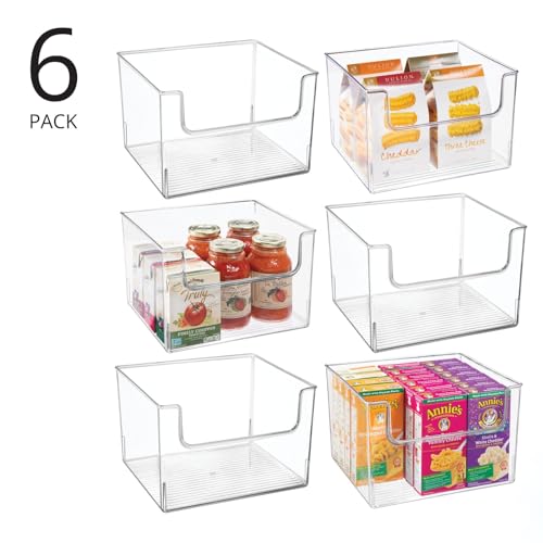 Plastic Open Front Dip Storage Bin for Kitchen or Fridge Organization - Organization for Pantry Shelf, Cabinet, Closet Storage, or Cube Storage Organizer - Ligne Collection - 6 Pack - Clear - view 2