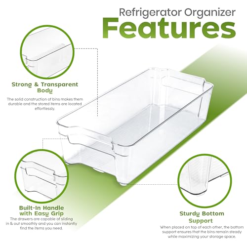 Plastic Stackable Storage Bins for Fridge, 8 Pack, Clear - view 6