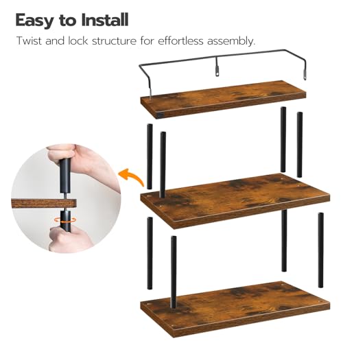 Kitchen Countertop Organizer, Moveable Corner Shelf, Desktop Storage Organizer for Countertop, Office Desk, Living Room, Rustic Brown and Black BF02TL01 - view 6