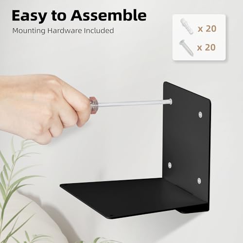 Invisible Floating Bookshelves Wall Mounted Black - view 6
