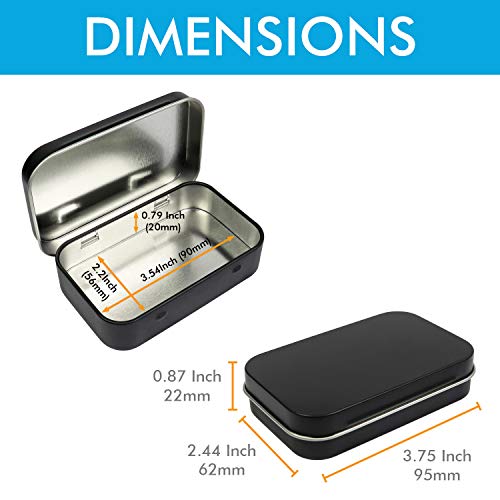 4 Pack Metal Rectangular Empty Hinged Tins Box Containers 3.75 by 2.45 by 0.8 Inch Silver & Black Mini Portable Box Small Storage Kit Home Organizer (2 Black 2 Silver) - view 3