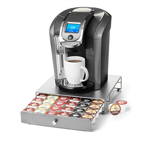 Nifty Coffee Pod Drawer - Silver Finish, Compatible with K-Cups, 36 Pod Pack Holder, Non-Rolling, Compact Under Coffee Pot Storage Sliding Drawer, Slim Home Kitchen Counter Organizer - view 6