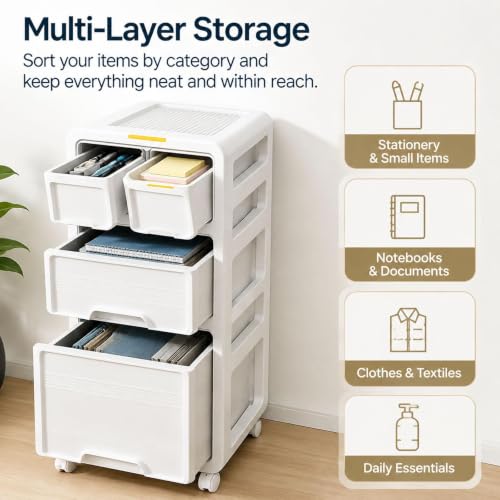 Rolling File Cabinet - 3-Drawer Office Organizer with Wheels, Mobile Storage Solution for Documents, Home & Office Filing System, Modern Design for Easy Access - view 4