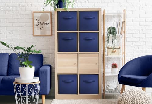 Fabric Storage Cubes, 6-Pack Foldable Bins (11 Inch, Navy Blue) - view 4