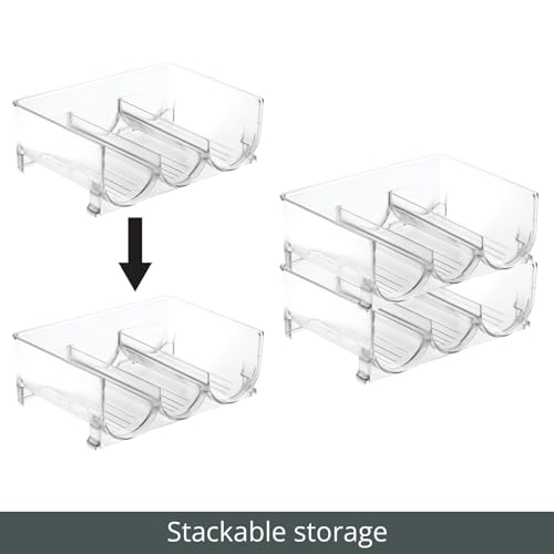 Plastic Free-Standing Stackable 3 Bottle Storage Holder Rack - Water, Wine, and Drink Organizer Shelf for Kitchen Countertop, Cabinet, Pantry, Fridge, Freezer, 4 Pack - Clear - view 5