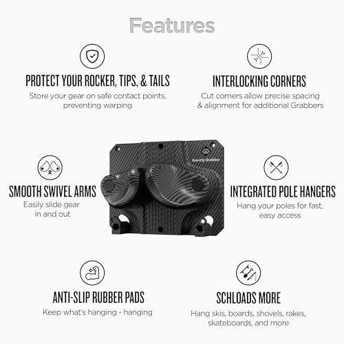 OG Ski & Snowboard Wall Mount Rack Holder, Carbon, 3-Pack - view 4