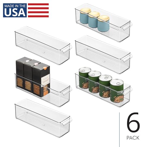 Stackable Fridge Storage Bin with Handle, Set of 6, Clear - view 2