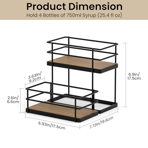 Coffee Syrup Rack Organizer, 2-Tier 4 Maple Syrup Bottle Holder - view 3