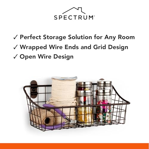 Diversified Vintage Cabinet & Wall Mounted, Rustic Farmhouse Wall Décor & Organization, Small Wire Basket, Decorative Storage, Bronze - view 3