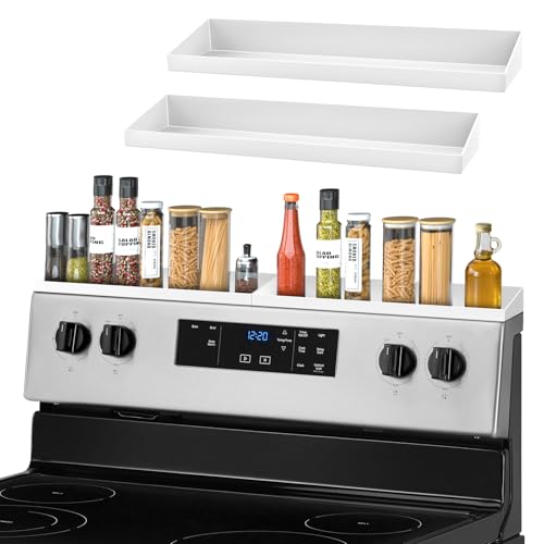 30" Magnetic Stove Top Shelf Spice Rack,2 Pack 15" kitchen Seasoning Organizers Storage Gadgets Spice Rack Over The Stove Shelf Metal (White-2 Pack 15")