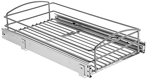 RS-MUB-11-FN 5 in. H x 12 in. W x 20 in. D Multi-Use Pull-Out Basket Cabinet Organizer in Silver