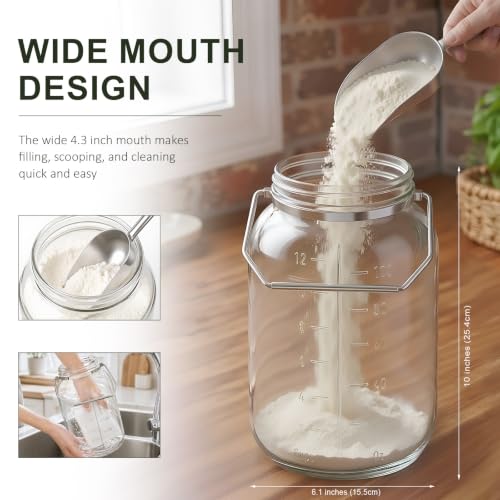 Glass Flour Sugar Storage Containers with Wood Lid and Handle - view 6