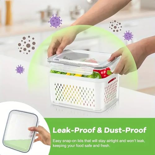 3pcs 4 in 1 Fruit Storage Containers for Fridge with Removable Colanders - view 4