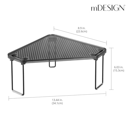 Plastic/Steel Corner Stackable Rack, Storage Organizer Shelf for Bathroom, Vanity, Countertop, Sink, Cabinet, Holds Makeup, Shower Accessories, Ligne Collection - 2 Pack - Black/Smoke Gray - view 3