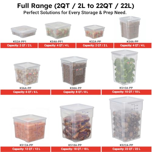 2 Pack 4 QT Airtight Commercial Food Storage Containers, BPA-Free Translucent Polypropylene, Built-In Labeling Area, Stackable for Coffee Beans & Dry Goods, Shallow Model - view 6
