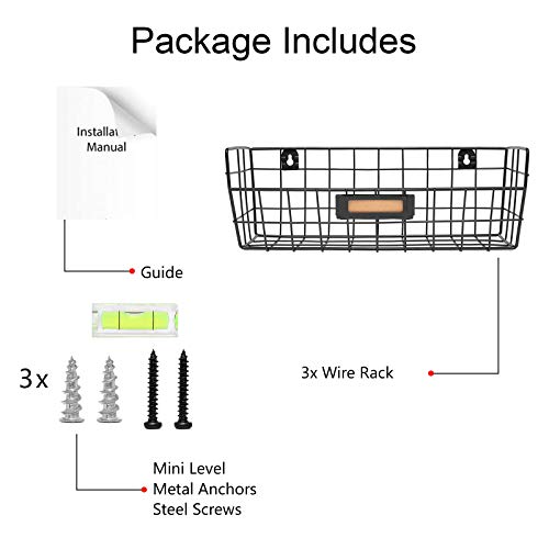 Wall Mounted Wire Basket Kitchen Storage Pantry Organizer Fruit Basket Varying Sizes Set of 3 Black - view 6