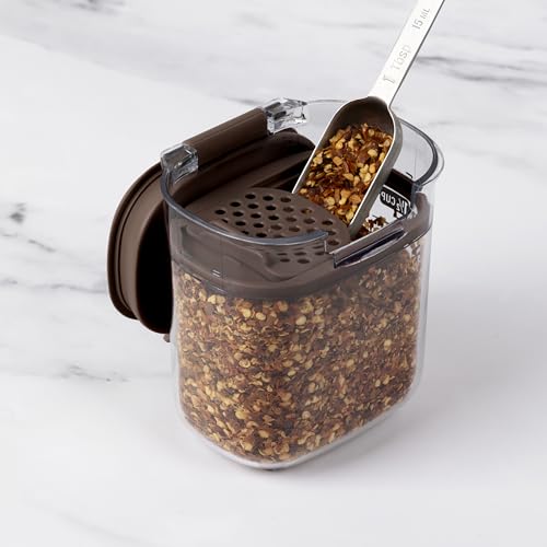 + Airtight Food Storage Container Set – Clear Plastic Flour and Sugar Canister Set with Magnetic Accessories for Kitchen Organization (Brown, 9-Piece) - view 7