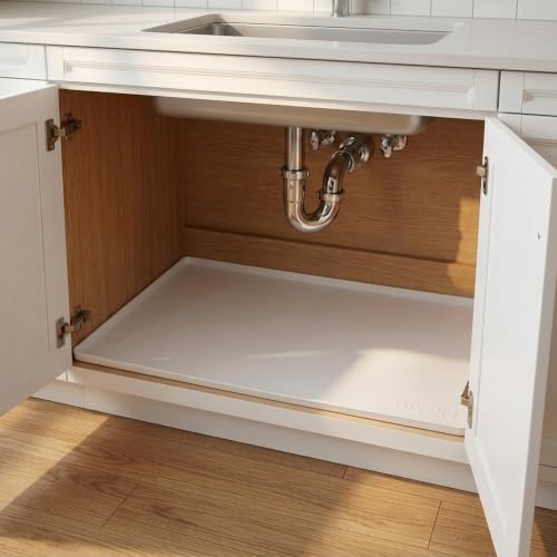 Heavy Duty Under Sink Mat - The Original Silicone Under Sink Mats for Kitchen Waterproof - Under Sink Tray for Kitchen Waterproof - Under Sink Cover Kitchen Cabinet Liner White 34x22 - view 4