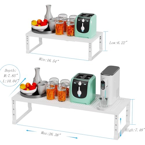 Expandable Spice Rack Kitchen Cabinet Shelf Organizer, Stackable Storage Shelves Racks, Adjustable Counter Shelving for Cabinets, Countertop, Cupboard,Pantry and More(1Pack/White/Medium) - view 6