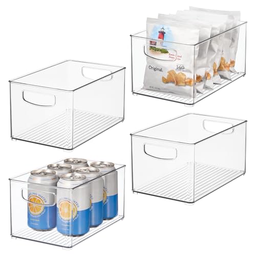 Stackable Clear Plastic Bin, 4-Pack