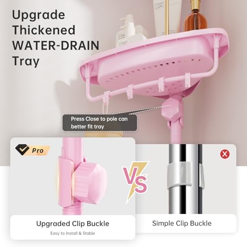 Corner Shower Caddy, 4 Tier Adjustable Tension Rod Shower Caddy, Pink - view 2