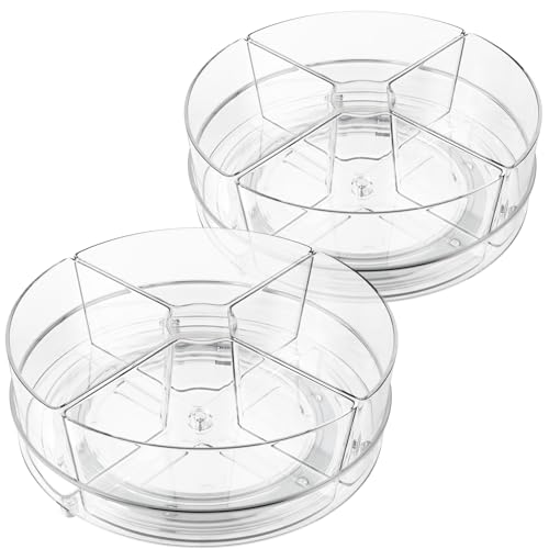 2 Pack Lazy Susan Organizer, 9 inch Rotating Storage Organizer with Bins