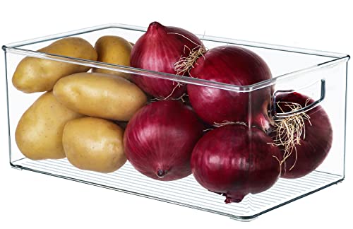 2 Pack Straight Sides Stackable Pantry Organizer Bins for Home Edit - 13.5''L x 7.5''W x 5.5''H