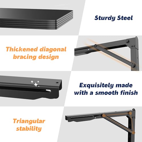 24 inch Folding Shelf Brackets, Steel Wall Mounted Shelf Bracket - view 3